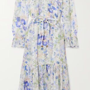ZIMMERMANN Natura belted ruffled floral-print crepon midi dress